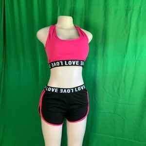 Pink & Black love short set